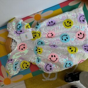 Lola and the boys Sequin Smiley Face Dress